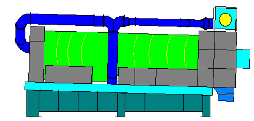 Schematic of the roller of the tobacco drying system.