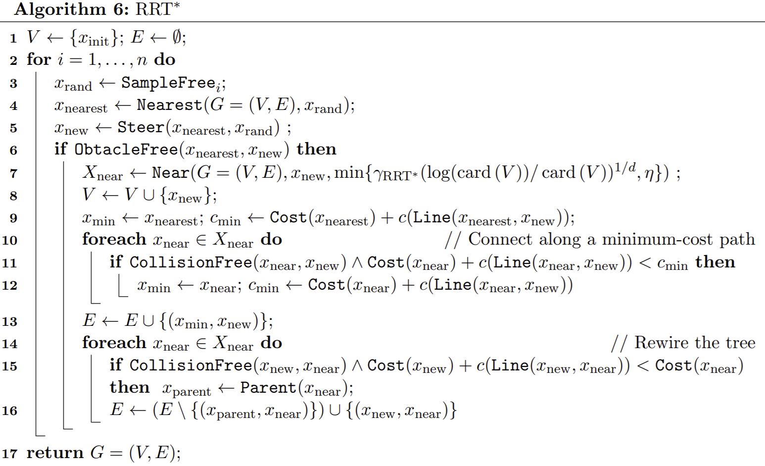[RRT* pseudo code.](https://arxiv.org/pdf/1105.1186.pdf)